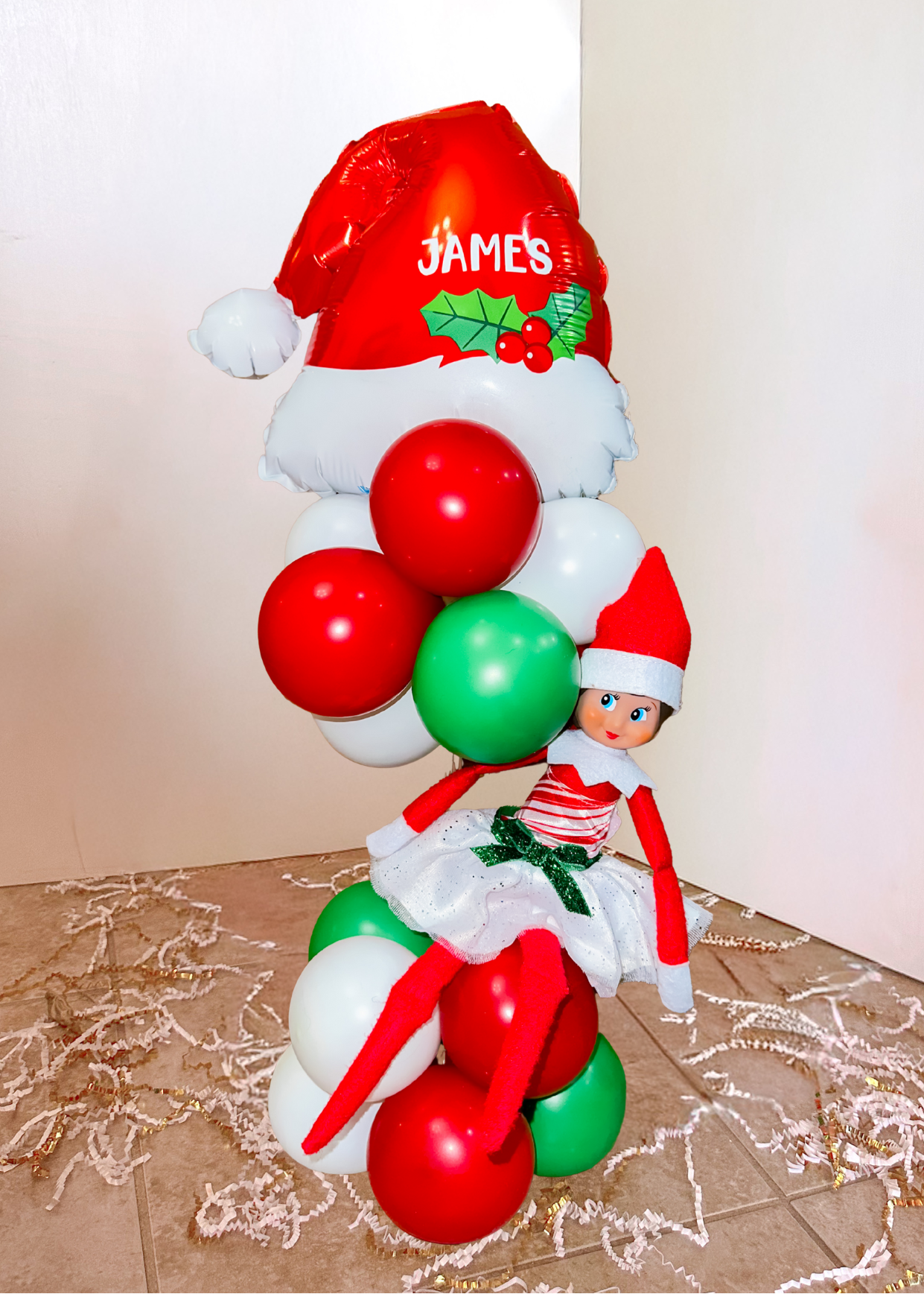 Elf Arrival Santa Hat Balloon Stand