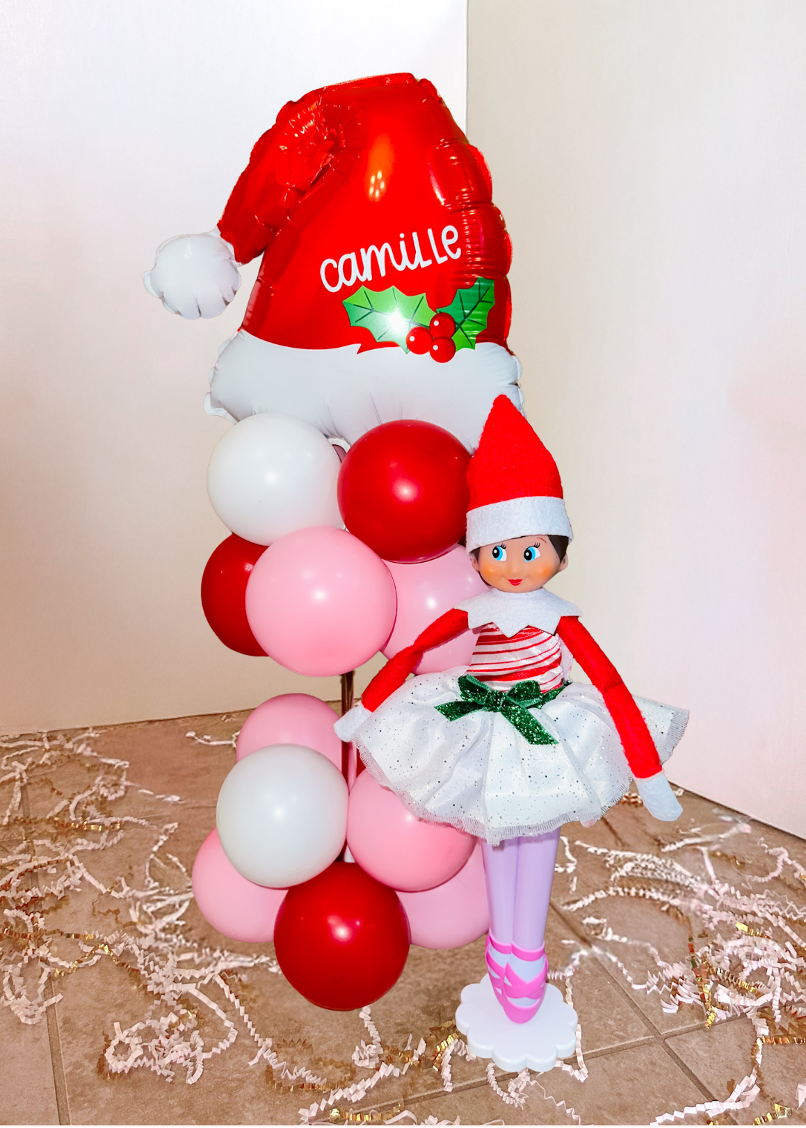 Elf Arrival Santa Hat Balloon Stand